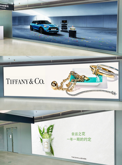 寧波機(jī)場(chǎng)國(guó)內(nèi)到達(dá)通廊墻體燈箱廣告案例圖